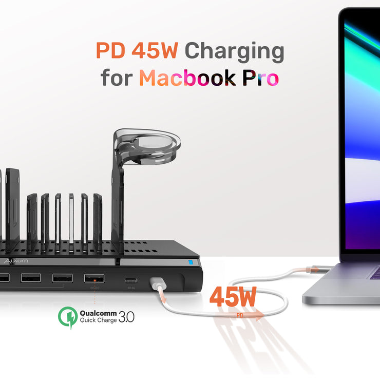 10 Ports USB C Charging Station with iWatch Charger Stand