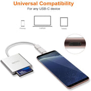 CF Card Reader USB 3.0 CF/SD/Micro SD Card Reader with Type-C Adapter