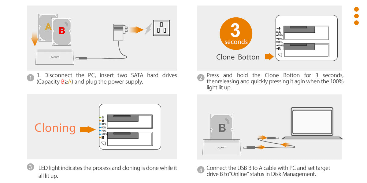 Clone Hard Drive Docking Station USB 3.0 to SATA