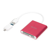 USB SD Card Reader USB 3.0 CF/SD/TF with OTG Adapter (Rose RED)